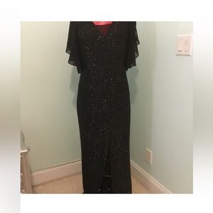 St. John Elegant Black Glitter Long Sleeve Dress